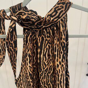 Veronica M Leopard tie neck blouse